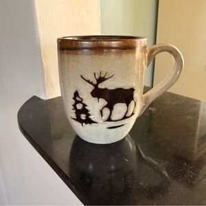 Rustic Moose Design Mug in Brown and Cream